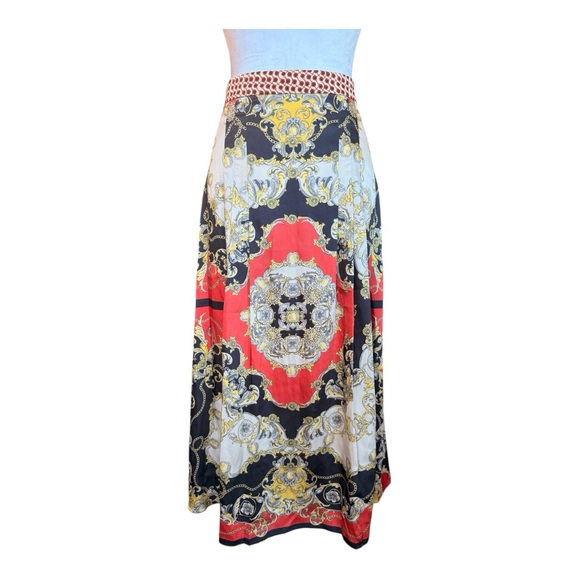 Zara Pleated Scarf Print Midi Skirt - Picture 4 of 11